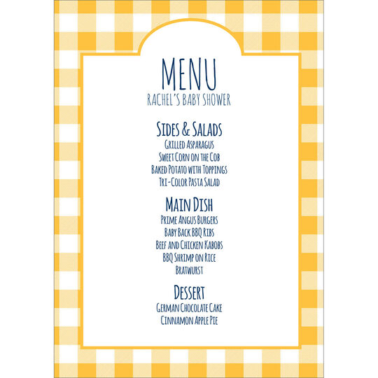 Yellow Gingham Menu Cards